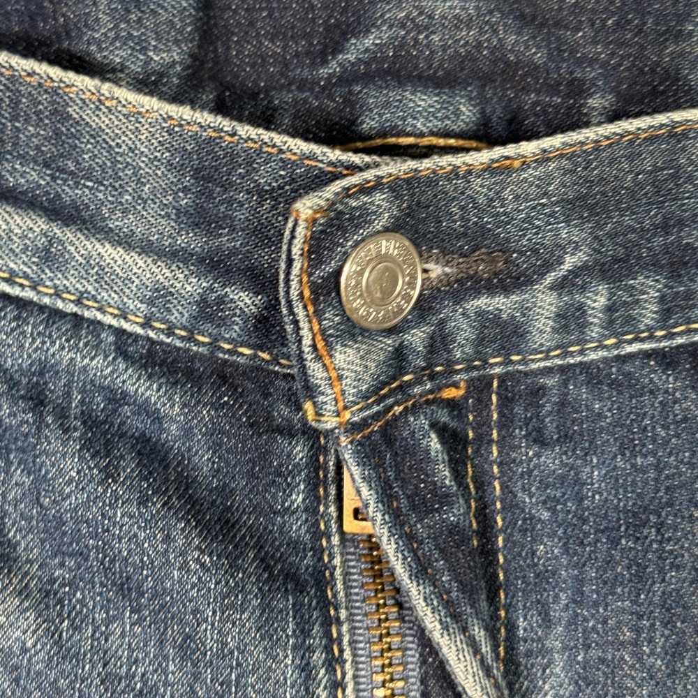 Ralph Lauren Jeans Mens 38x27 Blue Slim Straight Distressed Frayed *Hemmed Short - Picture 5 of 12